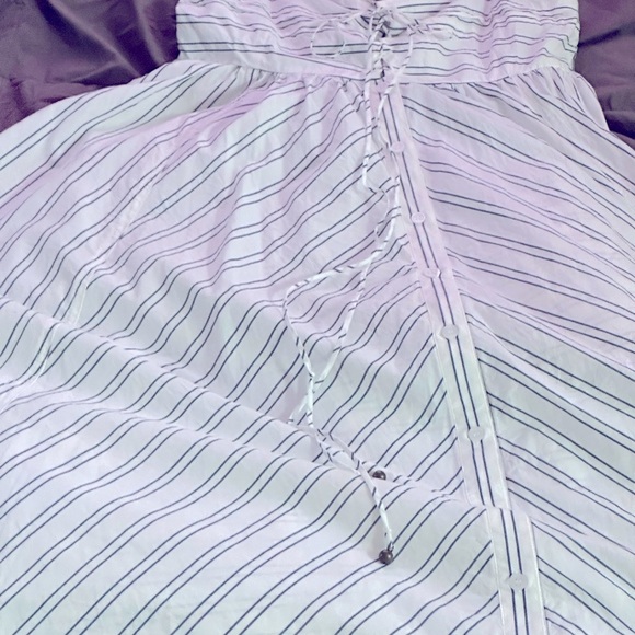 🌟FREE PEOPLE Easy Breezy Midi Dress, Sz.L., Ivory Combo, Lovely Navy Stripes 🌻 - Picture 7 of 15